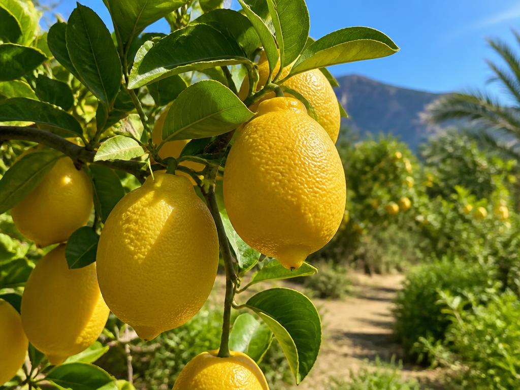 Reife Zitronen am Baum der Öko-Finca